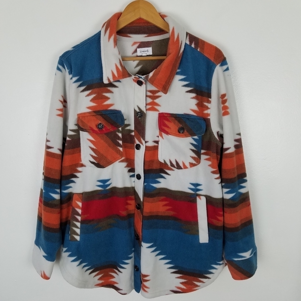 WEEKENDS Everyday Aztec Southwestern Boho Shacket Size Large
